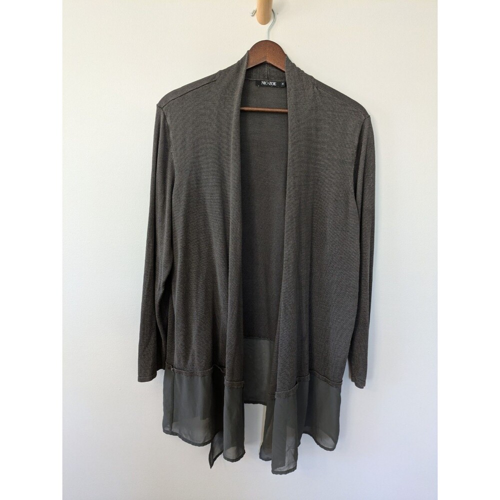 Nic Zoe Open Cardigan 1X Silk Blend Gray Pewter Lagenlook Draped $168